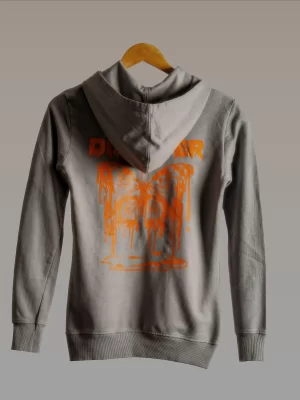 Misty Grey Hoodie for women back printed design, Best Hoodies For men and Women in Bangalore