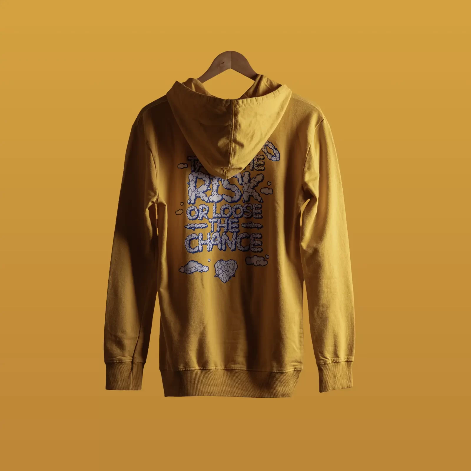 Spectra Yellow Cloudy Hoodie for women back printed design, Best Hoodies For men and Women in Bangalore